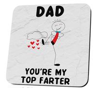 For Dad Birthday Funny Gift For Dad Father's Fart Top Farter Joke Presents For Him Pun Gag Drinks Coffee Coaster Birthday Gifts For Him Step Dad Gifts