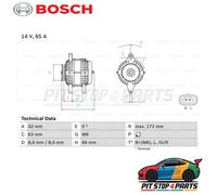 For Daewoo Matiz Alternator Bosch 0986049051 172 mm Premium Graded 1998-2003