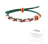 For Daughter - A Link That Can Never Knot Heart Bracelet, Mother and Daughter Hand-woven Wrap Bracelets, Adjustable Braided inspirational Love Heart Knot Bracelet Jewelry Gifts for Women (Green)