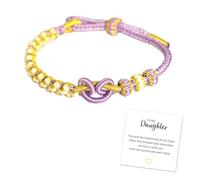 For Daughter - A Link That Can Never Knot Heart Bracelet, Mother and Daughter Hand-woven Wrap Bracelets, Adjustable Braided inspirational Love Heart Knot Bracelet Jewelry Gifts for Women (Purple)