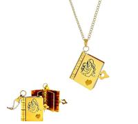 For Daughter Book Necklace, To My Daughter Openable Mini Book Pendant Necklace, Personalized Engraved Message Pages Inspirational Necklaces Jewelry Gifts from Mom Dad (Gold)