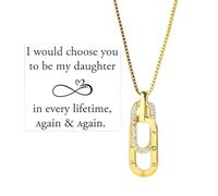 For Daughter - Choose You To Be My Daughter Circle Necklace, To My daughter Adjustable Interlocking Necklace, We are Forever Linked Together Interlocking necklace (Gold)