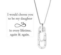 For Daughter - Choose You To Be My Daughter Circle Necklace, To My daughter Adjustable Interlocking Necklace, We are Forever Linked Together Interlocking necklace (Silver)