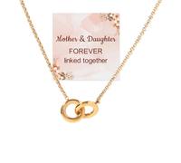 For Daughter -Eternal Bond Interlocking Necklace, Interlocking Circles Link Necklace, Mother & Daughter Forever Linked Together Double Rings Choker, DaughterJewelry Gift from Mom
