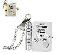 For Daughter - First My Daughter Forever My Friend Book Necklace, daughter Openable Chapter Book Necklace from Mom, my Incredible Little Star book necklace (Silver)