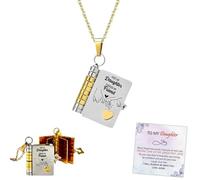 For Daughter - First My Daughter Forever My Friend Book Necklace, To My Daughters Openable Mini Book Pendant Necklace from Mom Dad, Engraved 6 Pages Information, Inspirational Jewelry Gifts (Silver)