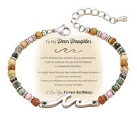 For Daughter I Love You Forever and Always Wave Beads Bracelet from Mother, 4mm Colorful Natural Stone Handmade Bracelet, Adjustable Love Jewelry for Mom/Daughter