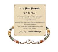 For Daughter-I Love You Forever and Always Wave Beads Bracelet, Natural Stone Beaded Bracelet for Daughters, Inspirational Jewelry Gift from Mom Dad