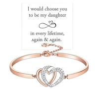 For Daughter - I Would Choose You To Be My Daughter In every lifetime Heart Bracelet, To My daughter Adjustable Infinity Forever Love Heart Bracelets, for Birthday, Graduation (Gold)