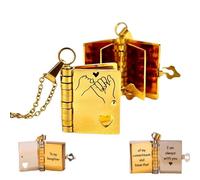 For Daughter - I'm Always With You Book Necklace, Openable Multi Layer Book Necklace with 6 Pages of Engraved Information, A Letter for My Daughter Books Necklaces, Gift from Mom with Love (Gold)