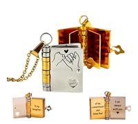 For Daughter - I'm Always With You Book Necklace, Openable Multi Layer Book Necklace with 6 Pages of Engraved Information, A Letter for My Daughter Books Necklaces, Gift from Mom with Love (Silver)
