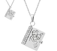 For Daughter - I'm Always With You Book Necklace, The Most Beautiful Chapter Book Necklace for Daughter from Mom, Openable My Incredible daughter Engraved book necklace (Silver)