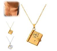 for Daughter - My Incredible Daughter Book Necklace,Daughter Gifts from Dad Mom Mother Adjustable Silver 18k Gold Book Necklaces with 6 Pages of Engraved Information,Gifts of Love