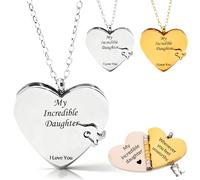 For Daughter-My Incredible Daughters Book Necklace,To My Daughter from Mom and Dad Personalized Book Necklace Openable Multi Layer Book Jewelry with 6 Pages of Engraved Information (D-Gold+Silver)