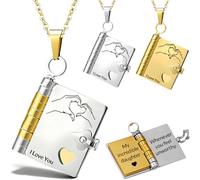For Daughter-My Incredible Daughters Book Necklace,To My Daughter from Mom and Dad Personalized Book Necklace Openable Multi Layer Book Jewelry with 6 Pages of Engraved Information (C-Gold+Silver)