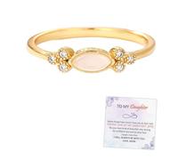 For Daughter The Purest Love Matching Oval Cut Opal Ring, Mother Daughter Love Flower Leaf Opal Ring, Stackable Promise Rings Jewelry Gifts for Women (5)