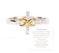 For Daughter Warrior of Christ Golden Infinity Cross Ring, 925 Sterling Silver Infinity Cross Ring, Pray On It Golden Cross Ring, Christ Golden Infinity Cross Ring for Women Girl (9)