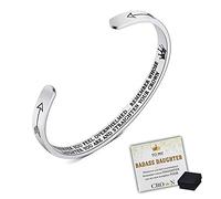 For Daughter - Whenever You Feel Overwhelmed Crown Bracelet, Stainless Steel Inspirational Engraved Cuff Bracelets, Adjustable Bracelets For Teen Girls, Daughter Gift from Mom (silver)
