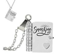 For Daughter - You're My Sunshine Book Necklace, The Most Beautiful Chapter Personalized Inspirational Gifts for Daughters, A Letter for My Daughter Necklace (Silver)