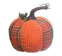 For Decorative Plaid Pumpkins Artificial Fabric Pumpkins for Fall and Thanksgiving Table Settings (OrangeB)