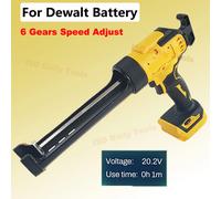 For Dewalt 20V 18V Battery Electric Caulking Gun 6 Gear Adjustable Speed Cordless Caulking Gun Glass LED Electric Silicone Gun For Dewalt Pin