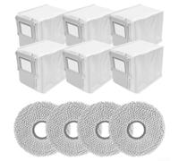 for dji for romo P2 for a2 S V2 Replacement Parts Set - 6 Strong Seal Dust Bags 4 Microfiber Mop Cloths for Efficient Robot Vacuum Maintenance and Air Quality