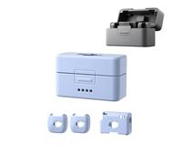 For DJI Mic Mini, Silicone Protective Case Anti Scratch Drop Protection Cover, Mic Mini Charge Dock/Microphone/Transmitter Portable Soft Shell (2 TX+1 RX Set Blue)