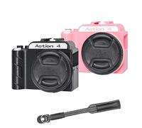 For DJI OSMO ACTION5 Pro, 3D Printed Grip Portable Handle Ergonomic Non Slip Holder, Sport Camera ACTION4 / 3 Handheld Extended Frame with UV Filter+Lens Cap+ Wrist Strap (Pink ACTION4)