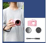 For DJI OSMO ACTION5 Pro, 3D Printed Grip Portable Handle Ergonomic Non Slip Holder, Sport Camera ACTION4 / 3 Handheld Extended Frame with UV Filter+Lens Cap+ Wrist Strap (Pink ACTION5 Pro)