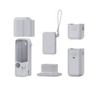For DJI Osmo Pocket 4, Portable Silicone Full Protective Case Shockproof Anti Scratch Non Slip Cover, Osmo Pocket 4 Durable Soft Shell with Base (Light Grey)