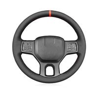 For Dodge For RAM For 1500 2012-2022 For 2500 3500 5500 2012-2018 Black PU Faux Leather Hand-stitched Car Steering Wheel Cover Wheel Sleeve Protector(Yellow Marker)