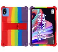 For DOOGEE U10/U9 10.1 inch Tablet Case - Kids Friendly Soft Silicone Adjustable Stand Cover with PC Stand (Rainbow)