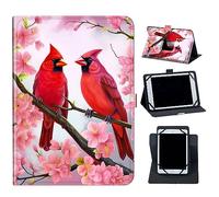 for Dragon Touch Notepad 102 10 Inch Tablet Case,Mxfdegf 360 Degree Rotating Stand and Magnetic Closure Case for Blackview Tab 8/8E/Teclast P20hd/M40 10 Inch/AAUB P30,Red Birds Pink Flowers
