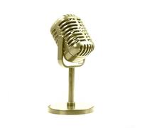 For Dynamic Vocal Microphone Prop with Vintage Aesthetic, Ideal for Collector's Display and Event Decor (Golden retro)