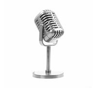 For Dynamic Vocal Microphone Prop with Vintage Aesthetic, Ideal for Collector's Display and Event Decor (Silver retro)