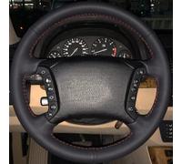 For E46 318i 325i E39 E53 X5 Black Artificial Leather Car Steering Wheel Cover On The Braid On The(Light Blue Thread)
