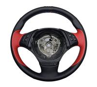 For E90 E46 E39 330i 540i 525i 530i E53 DIY Hand-Stitched Black Genuine Leather Car Steering Wheel Cover Auto Accessories Styling(6-Red Blue)