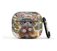 for Earbuds 3 Case Cover Compatible with 3rd Gen Cute Cat Sing Christmas Carols Wireless Earbuds Full Drop Protection Cute Hard Shell Protective Cover with Keychain Supports Wireless Charging