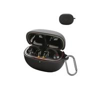 for EarFun Clip Wireless Earbuds,daunke Soft Silicone Protective Cover,Skin Case with Carabiner,Full Protection,Black