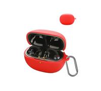 for EarFun Clip Wireless Earbuds,daunke Soft Silicone Protective Cover,Skin Case with Carabiner,Full Protection,Red
