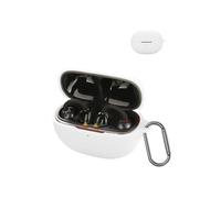 for EarFun Clip Wireless Earbuds,daunke Soft Silicone Protective Cover,Skin Case with Carabiner,Full Protection,White