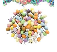 For Easter Eggs | 100 Pieces of Cake Topper with Spots | Artificial Egg Crafts with Stems - For Party and Decoration in Home Dining Room Office with Glass and Wreath