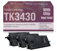 For ECOSYS PA5500x MA5500ifx Toner Cartridges Compatible TK3430 Black Toner Cartridge High Yield High Capacity for Kyocera ECOSYS PA5500x MA5500ifx Printers with Chip,TK3430-3PC
