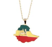 For Ethiopia Stainless Steel Map Pendant Necklaces Jewelry For Lion Gold Color Items Women Man Party Gifts Earrings Sets Jewelry (Model 1)