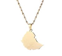 For Ethiopia Stainless Steel Map Pendant Necklaces Map Jewelry Gold Color Items for Bridal Women Man Party Gifts Earrings Sets Round Ball Jewelry (Model 7)