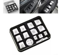 for FACULX 14Pcs Car Interior Inner Door Window Lift Push Button Switch Covers, Chrome Plated, Silver, Manual Operation