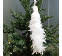 for FACULX White Peacock Christmas Ornaments, Long Tail Feather Peacock Clip Ornament, Glittered Phoenix Christmas Ornament, Faux Feathered Peacock Birds for Christmas Tree Decoration