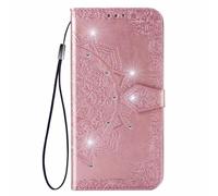 for Fairphone 5 Case, Flip Bling Glitter Embossed Mandala Shockproof Wallet Phone Cases Folio PU Leather Magnetic Protective Cover with Stand Card Holder Slots for Fairphone 5 Pink