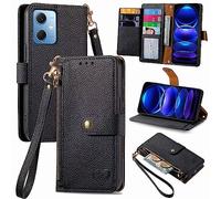 for Fairphone 5 Case, Zipper Book Flip Folio Premium Wallet Phone Case Shockproof PU Leather Slim Embossed Love Kickstand Magnet Protective Cover for Fairphone 5, black