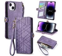 for Fairphone 5 Case, Zipper Book Flip Folio Premium Wallet Phone Case Shockproof PU Leather Slim RFID-Technology Kickstand Magnet Protective Cover for Fairphone 5, purple